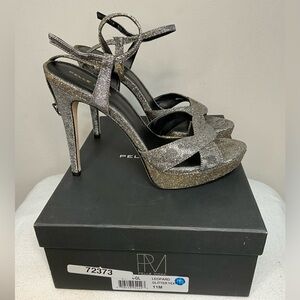 Pelle Moda Silver Glitter High Heel Sandals